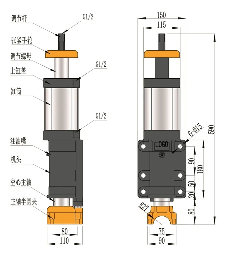 QG100-80H Pneumatic Cylinder Of Spot Welding Machine